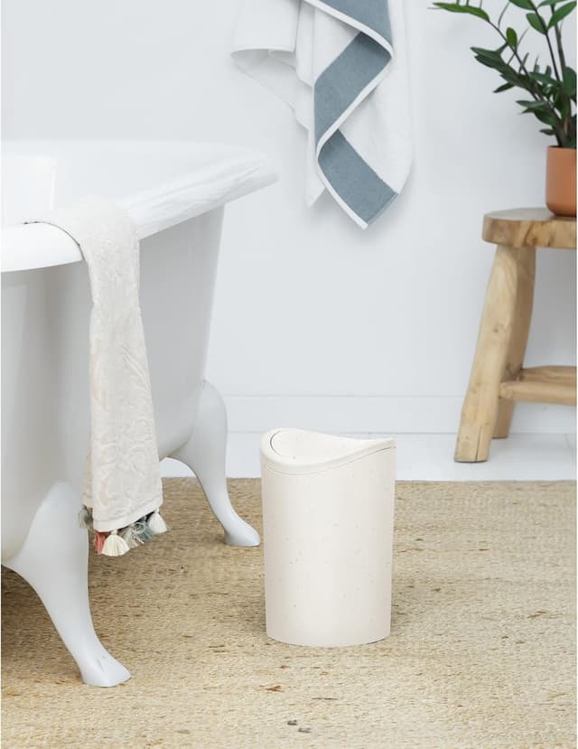 Detalle de TATAY Cestino Bagno 6L con Coperchio Basculante Ecohome (19 x 19 x 28 cm) – Plastica riciclata