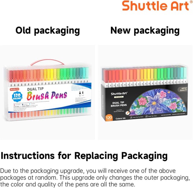 Detalle de Shuttle Art Dual Tip Brush Pens Set (120 colours) with colouring book