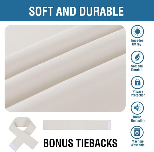 Thumbnail 5 de BellaHills Blackout Curtains 66 x 90 in Ivory 🪟