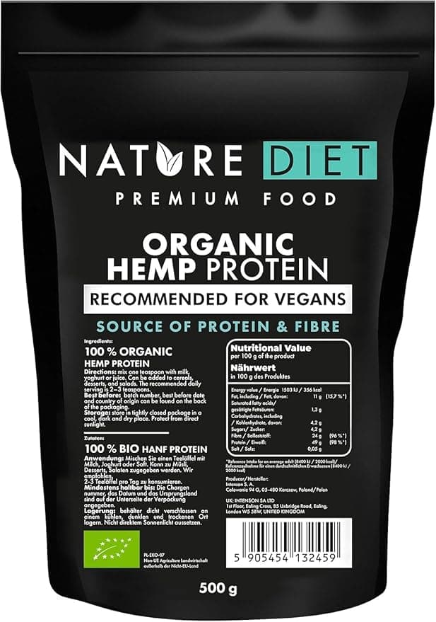 Imagen de Nature Diet Proteína de Cáñamo Orgánica 🌱 500g Ecológica, Vegana en OfertitasTOP