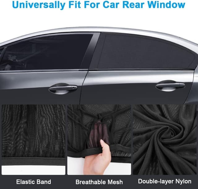 Detalle de URAQT Parasole per auto per parabrezza laterale, 2 pezzi universali con protezione UV e dal calore (M)