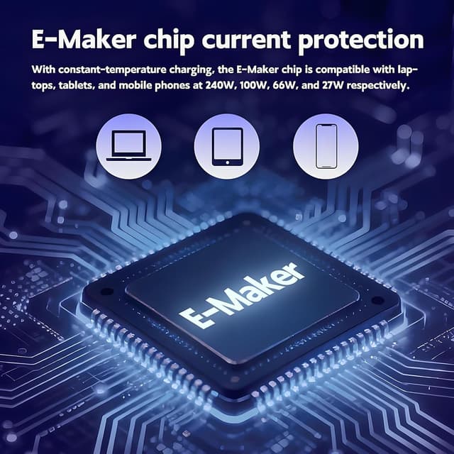 Detalle 2 de Baomaeyea 2-in-1 Invisible Holder Charger Cable (240W fast charging, 5ft) with foldable 360° stand