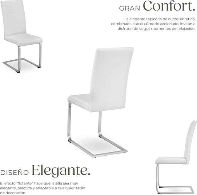 Thumbnail 4 de tectake Conjunto de 6 Sillas Blancas para Comedor