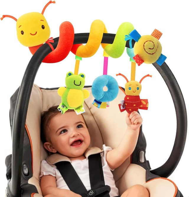 Detalle de YELUFT Spiral Pram Toys: wrap-around hanging activity rattle for car seat & pram (0–12 months)