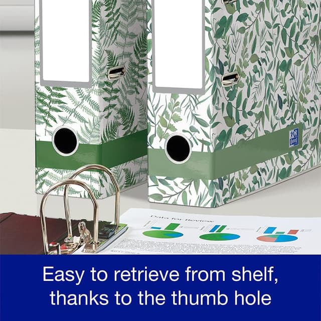 Thumbnail 6 de Oxford A4 Lever Arch Files with Leaves Pattern – 2 Pack, 70mm Spine (holds up to 560 sheets)