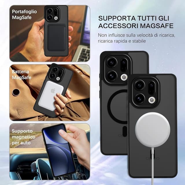 Detalle 2 de Olgary Magnetica Cover per OPPO Find X9 compatibile MagSafe, traslucido opaco antiurto e anti-graffio