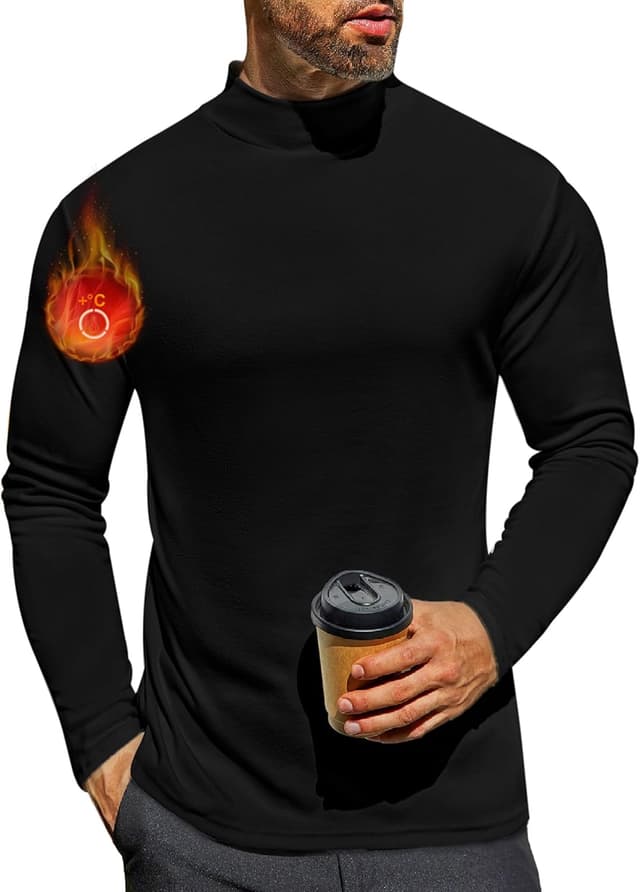 Detalle de Ekouaer Men’s Mock Turtleneck Long Sleeve Thermal Undershirt (Micro Fleece) – S to XXXL