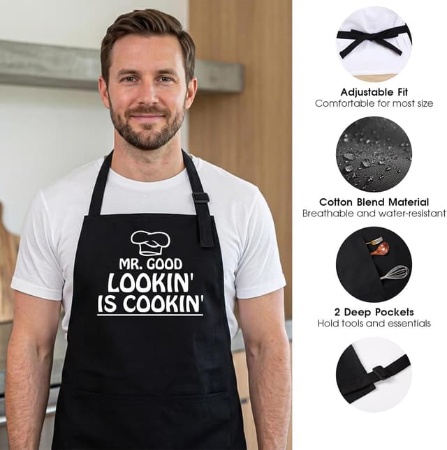 Detalle 2 de APRONPANDA BBQ apron for men with pockets