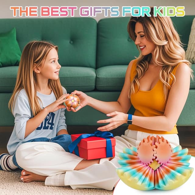 Detalle de 3D Printed GearSphere fidget toy – Multicoloured rotatable gear ball (Sunset Mirage, 2.5")