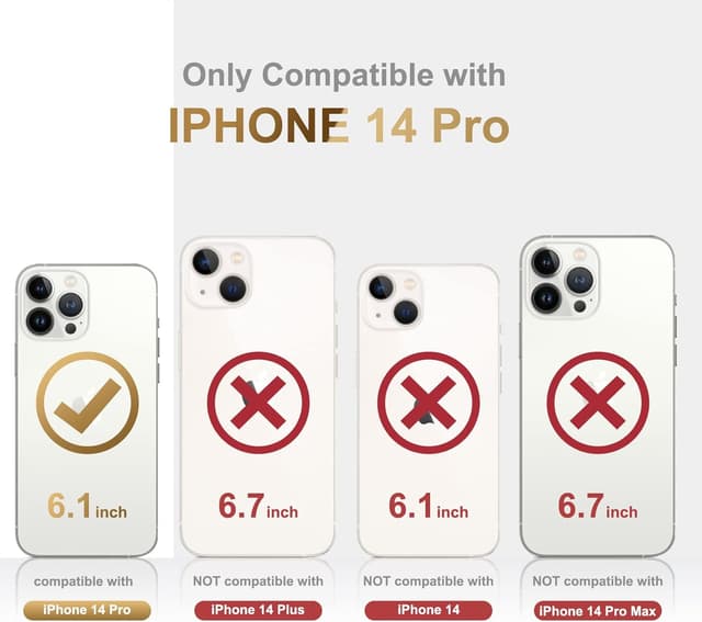 Detalle de Urarssa iPhone 14 Pro Case – Cute bling heart design black shockproof silicone bumper cover