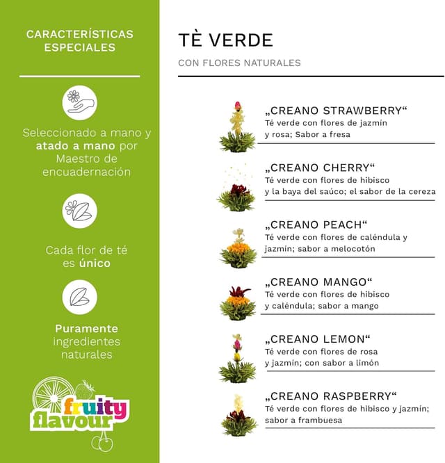 Detalle de Creano ErblühTee Set de Flores y Té Verde 💖