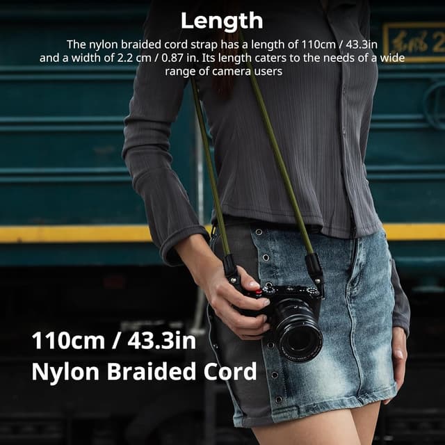 Detalle 2 de SMALLRIG Shoulder Strap für Kamera – verstellbarer geflochtener Schultergurt mit O-Ring und Lederpolster