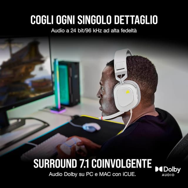 Detalle 2 de Corsair HS80 cuffia gaming 50 mm