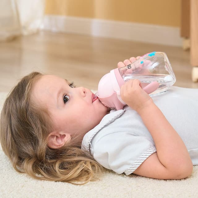 Detalle 2 de Oberni Toddler Sippy Cup (Pink) 270ml/9oz, Leakproof Training Cup with Valved Spout – Pack of 3