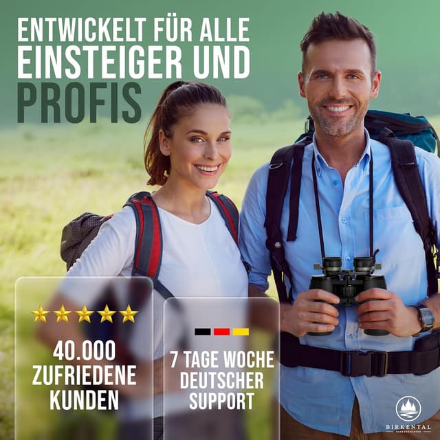 Thumbnail 6 de Birkental Fernglas 10x50 mit Dioptrienverstellung – HD Feldstecher für Brillenträger, BAK4-Prisma & FMC-Objektiv (schwarz)