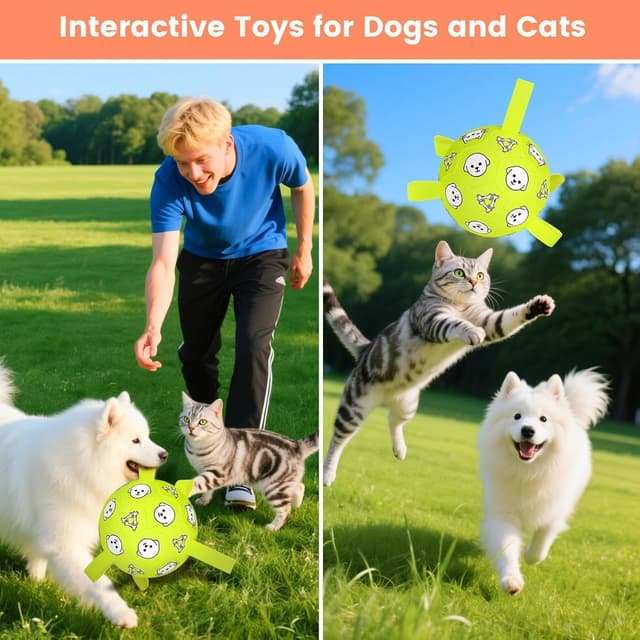 Thumbnail 6 de WYNTRIUM Dog Football Toys for Large Dogs with Webbing – Durable Microfibre Fetch Ball, Floating Water Ball (Yellow, 8 inch)