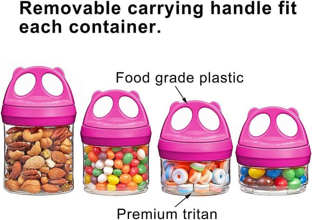 Detalle de BeneLabel Snackdose Snackturm stapelbar mit 4 Fächern, 917 ml, auslaufsicher & BPA-frei (rot)