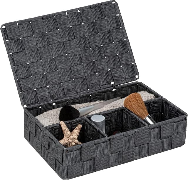 Detalle de WENKO Cesta baño Adria con tapa y compartimentos