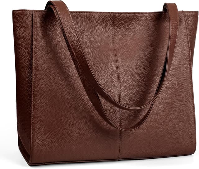 Detalle de befen Echtleder Damen Shopper-Tasche mit 14-Zoll-Laptopfach (Groß) – Henkeltasche mit Reißverschluss