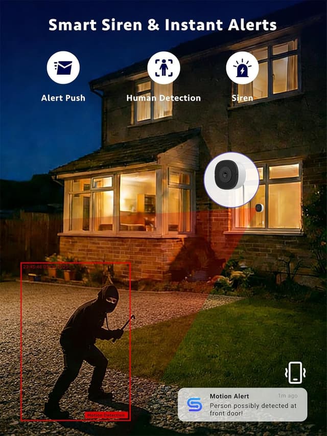 Detalle de FAMVIVA 2K No-Drill Window Security Camera with 18° Tilt Mount, Dual-Band WiFi & AI Human Detection