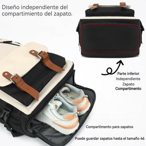 Detalle de Mi Ko Mi Ka Mochila de Viaje Grande 2210 con puerto USB y compartimento para zapatos