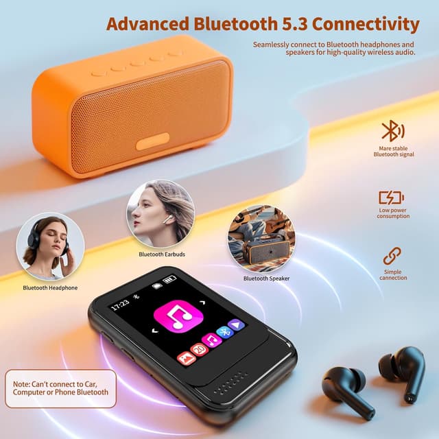 Detalle de colorcool MP3 Player with Bluetooth & Touch Screen (Micro SD up to 512GB) for Kids, Jogging & Everyday Use
