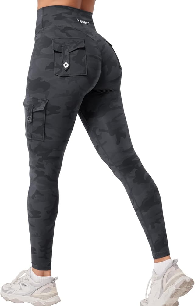 Detalle de YEOREO CoreFlex Sport Leggings Damen mit Taschen – blickdichte High-Waist Yoga & Gym Leggings