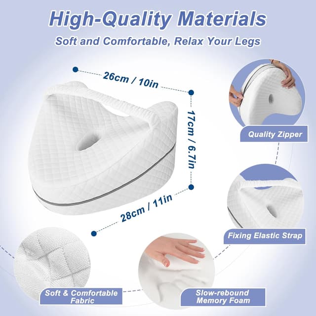 Detalle 2 de LITSPOT Oreiller de jambe et genou ergonomique en mousse à mémoire de forme (blanc)
