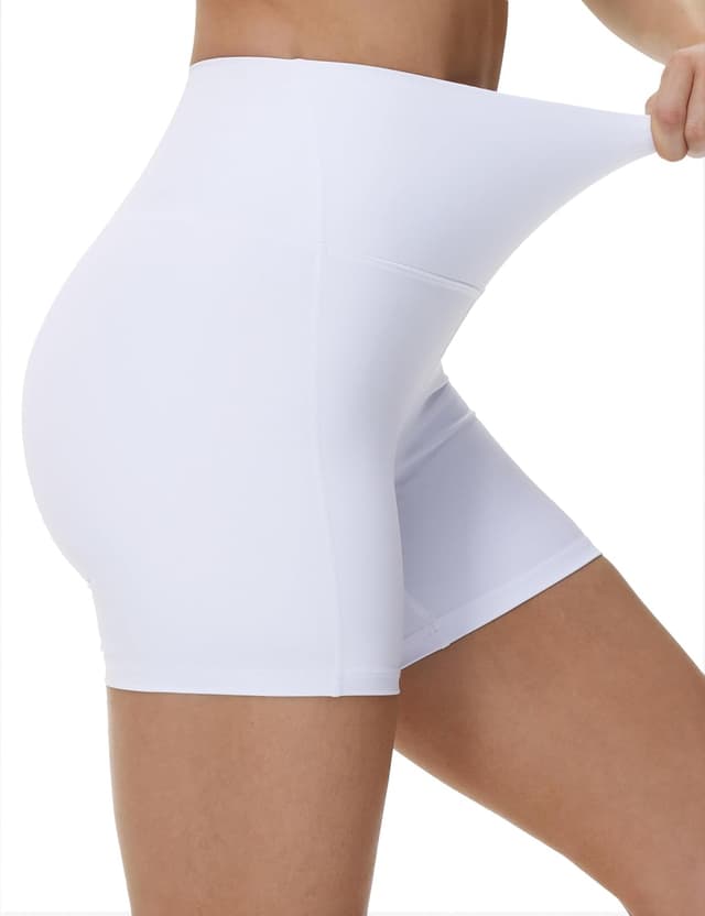 Detalle de THE GYM PEOPLE Short de compression taille haute pour femme – contrôle du ventre