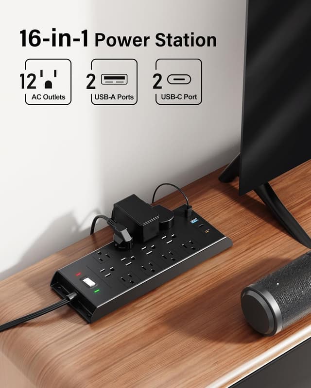 Detalle 2 de LeZone Surge Protector Power Strip 4800J, 12-Outlet ๐