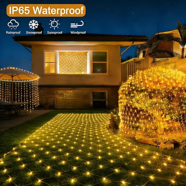 Thumbnail 6 de yowin 2 pezzi rete luminosa da esterno 3m x 2m con 200 LED, IP65, 8 modalità e timer (con spina)