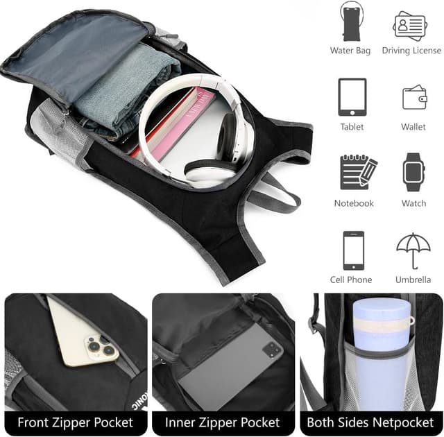 Detalle de flintronic Foldable Backpack 16L – Ultra-light packable waterproof daypack