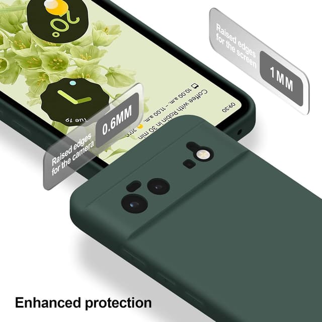 Detalle 2 de Btstring Hülle für Google Pixel 6 aus Silikon – Ganzkörper-Case mit weichem Mikrofaserfutter (Grün)