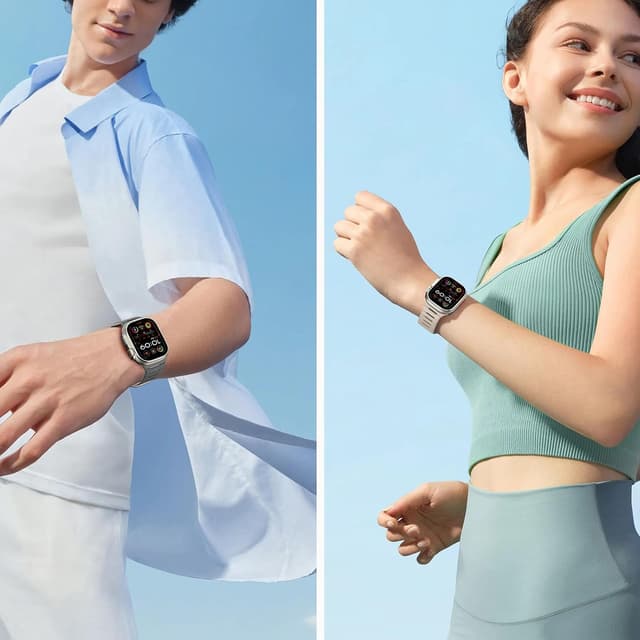 Thumbnail 6 de HITZEE Double Sided Reversible Magnetic Strap for Apple Watch (Beige/Gray) – breathable soft silicone band