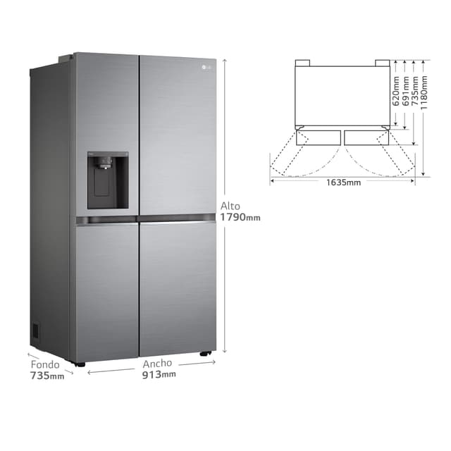 Thumbnail 2 de LG GSLV70PZTD frigorífico americano 635 l