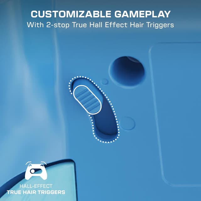 Detalle 2 de Turtle Beach Rematch Advanced Blue Kitsune wired gaming controller (Xbox & PC) with powered glow and Hall-Effect triggers