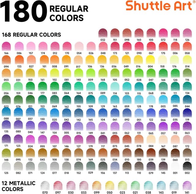 Detalle de Shuttle Art 180 Colouring Pencils (Soft Core) set with 4 sharpeners