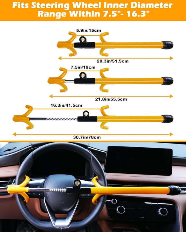 Detalle 2 de Tevlaphee Steering Wheel Lock 3 keys