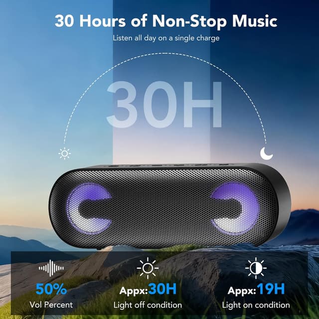 Detalle 2 de IKT Portable Bluetooth Speaker with Lights (BT 5.4, IPX7) for Home, Party & Outdoor