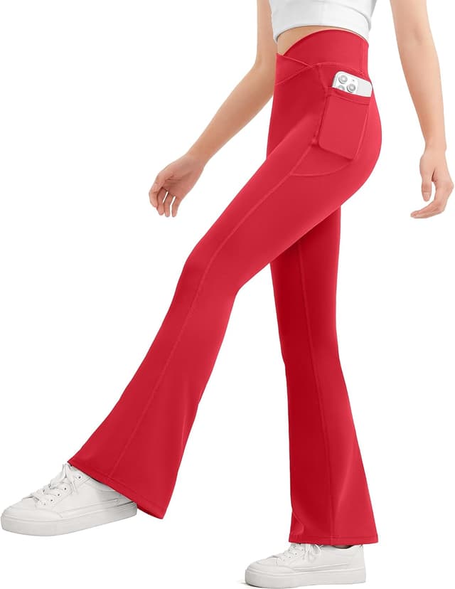 Thumbnail 6 de JOCMIC Girls Flare Leggings (Kids Bell Bottom, High-Waisted Bootcut Yoga & Dance Pants)