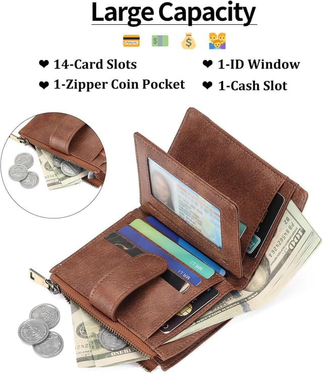 Detalle 2 de GAEKEAO Damen-Geldbörse klein mit RFID-Blockierung und Reißverschlusstasche