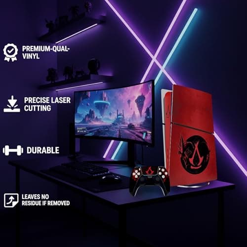 Thumbnail 6 de Kit de vinilos MaD Vision Extra Resistentes para PS5 Slim (Digital Slim y Disc Slim) con 2 skins de mandos – Assassin’s Creed Shadows