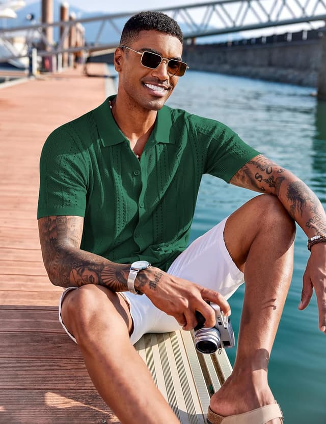 Thumbnail 6 de COOFANDY Men's Knit Polo Shirt