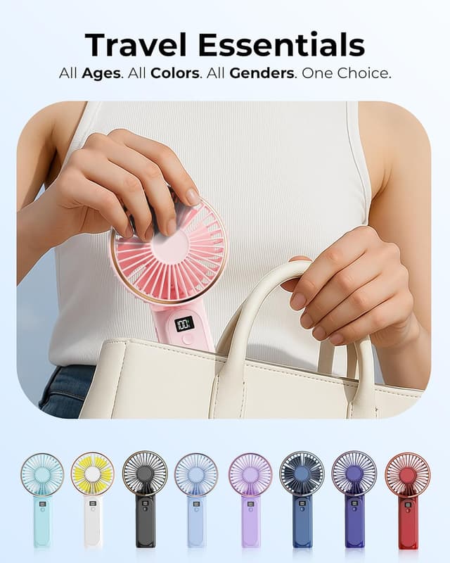 Detalle 2 de TUNISE TUNISE Handheld Portable Fan (4000mAh) with LED display, 180° adjustable rechargeable