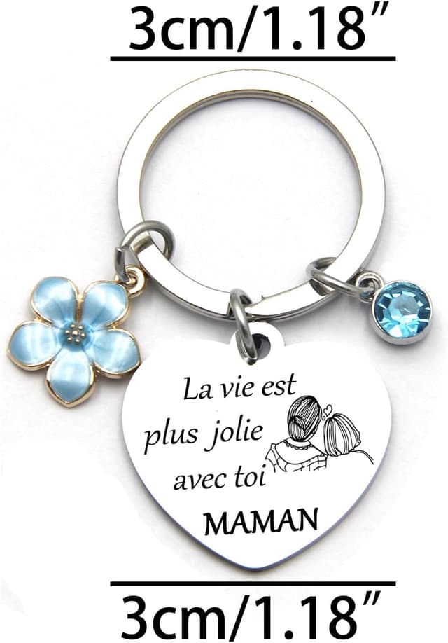 Detalle 2 de Porte-clés GUOYU « Maman, forme de fille/ fils » en pochette velours noir – cadeau pour la fête des mères