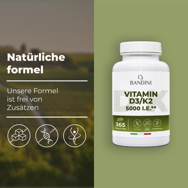 Detalle 2 de Bandini Vitamin D3 K2 365 Mikrotabletten 5000 IU