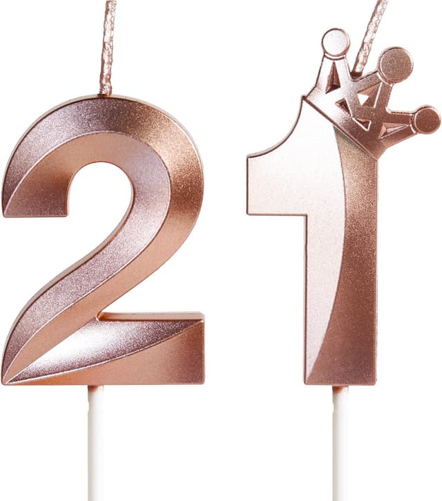 Imagen de Geburtstagskerze 21 Zahlenkerze 5 cm Roségold en OfertitasTOP