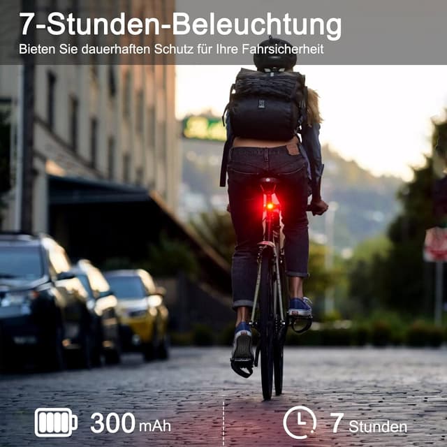 Detalle de Tavaler Fahrrad-Rücklicht mit USB-C Akku, StVZO-zugelassen (K1496) und IPX4