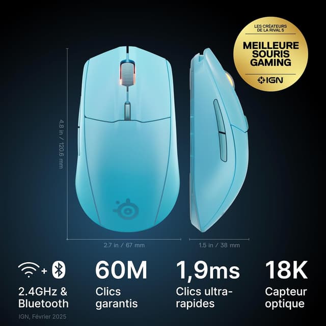 Detalle 2 de SteelSeries Rival 3 Wireless Gen 2 Souris Gaming sans Fil