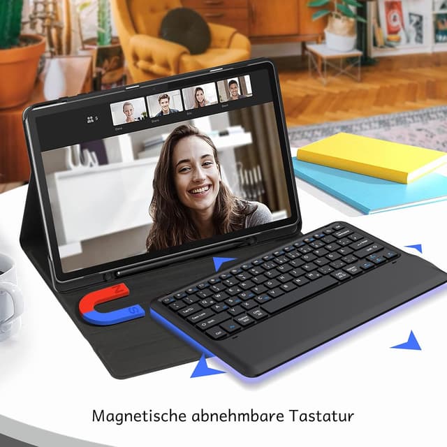 Detalle 2 de EasyAcc Tastaturhülle für Lenovo Tab P12 (2023) 12,7 Zoll – abnehmbar, Bluetooth QWERTZ mit Stifthalter, schwarz